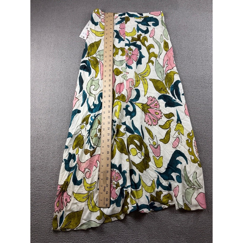 NWT Zara Midi Skirt Women M Multi Color Asymmetrical Floral Bohemian Cottagecore - Picture 7 of 7